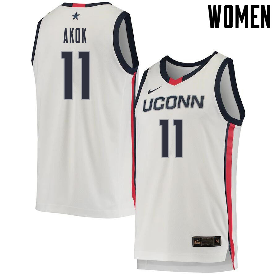 2021 Women #11 Akok Akok Uconn Huskies College Basketball Jerseys Sale-White - Click Image to Close